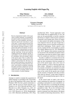 PDF Document Cover - Learning English with Peppa Pig: A Study on Grounded Language Acquisition from Noisy, Naturalistic Data