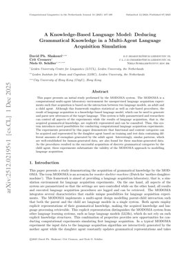 PDF Document Cover - A Knowledge-Based Language Model: Deducing Grammatical Knowledge in a Multi-Agent Language Acquisition Simulation