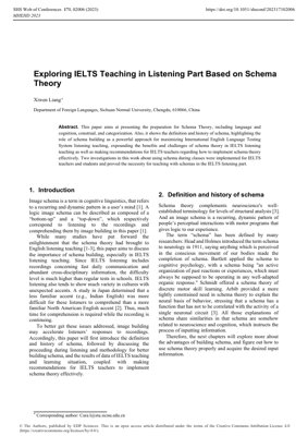 PDF Document Cover - Exploring IELTS Listening Teaching Based on Schema Theory