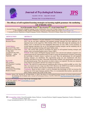 PDF Document Cover - Efficacy of Self-Regulated Learning Strategies on English Grammar: Mediating Role of Identity Styles