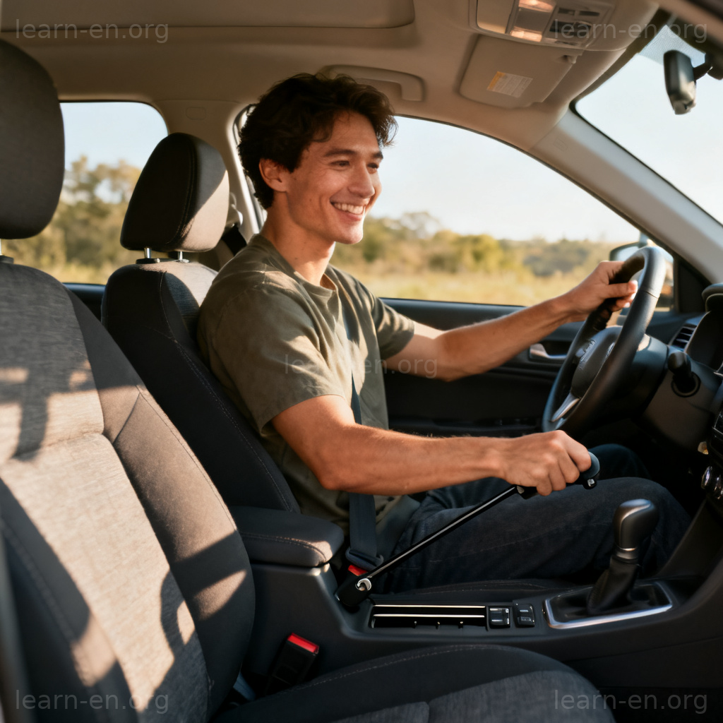 adjust the seat 图解：驾驶员调整汽车座椅至舒适位置