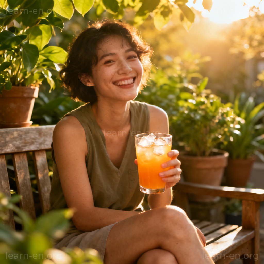 boost immune system 图解：阳光下饮用橙汁增强免疫力