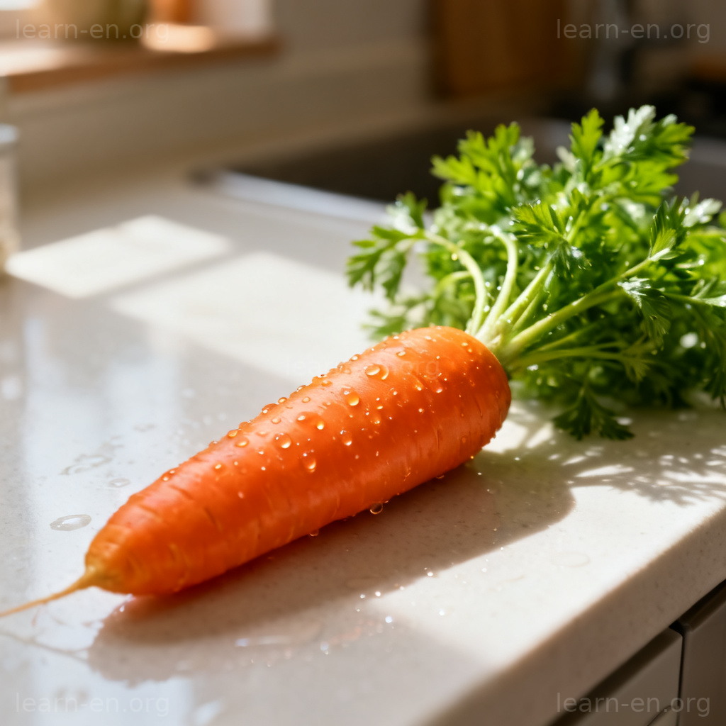 Carrot 图解：新鲜橙红色胡萝卜带绿叶的蔬菜场景