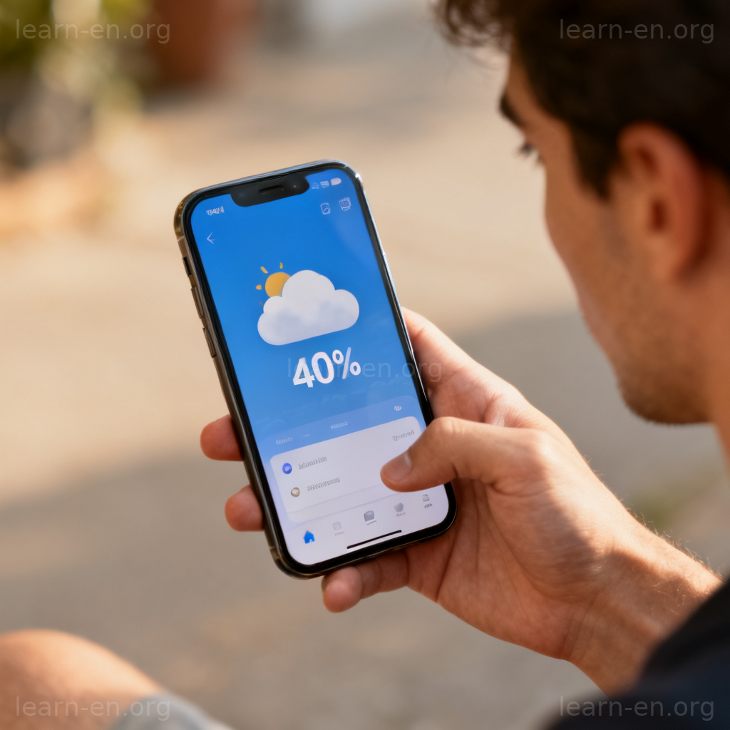 Chance of rain 图解：手机天气App显示40%下雨概率