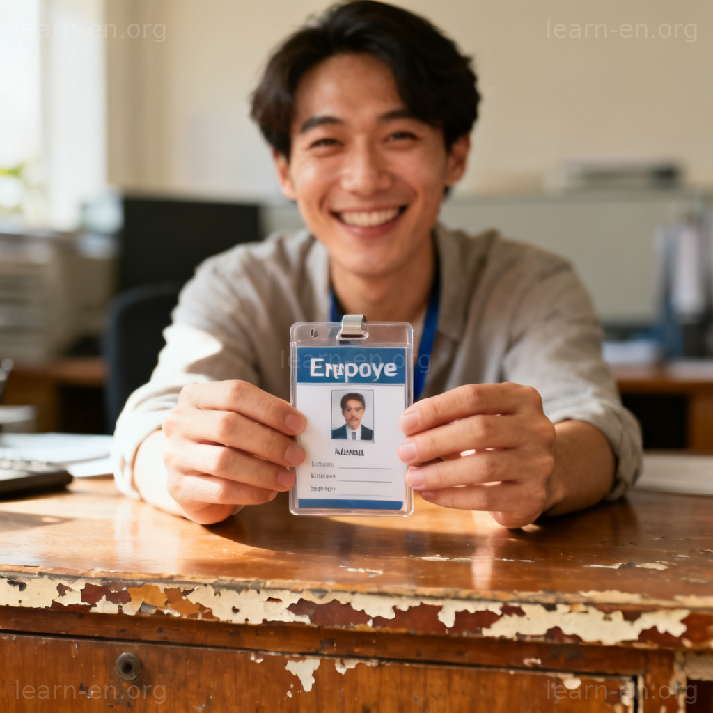 change jobs 图解：手持新工牌象征职场新起点