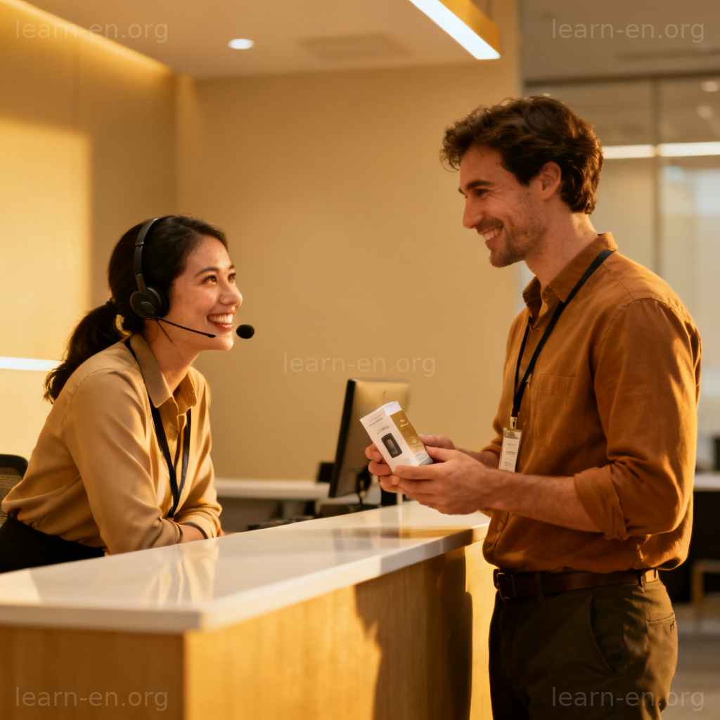 Customer Service 图解：客服人员微笑协助顾客的场景