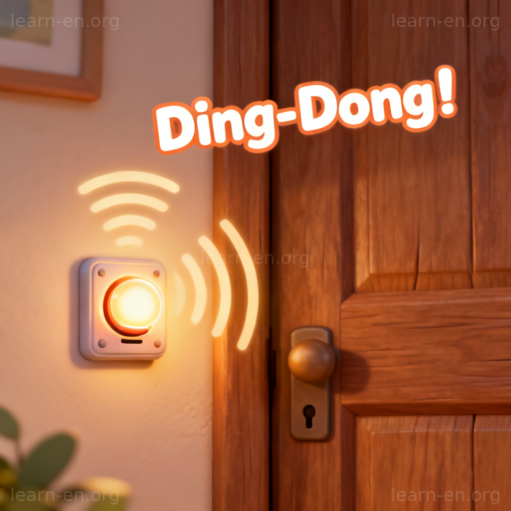 Doorbell 门铃图解：卡通发光门铃按钮与叮咚声效场景