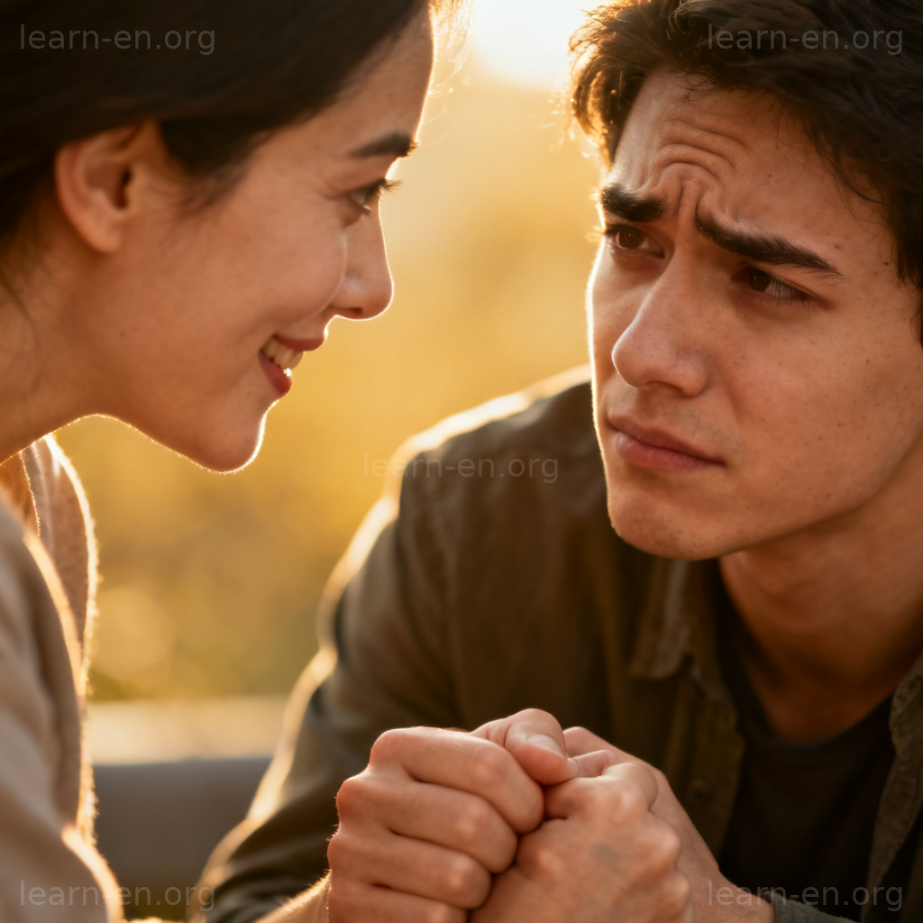 get through to someone 短语图解：耐心沟通让朋友理解点头