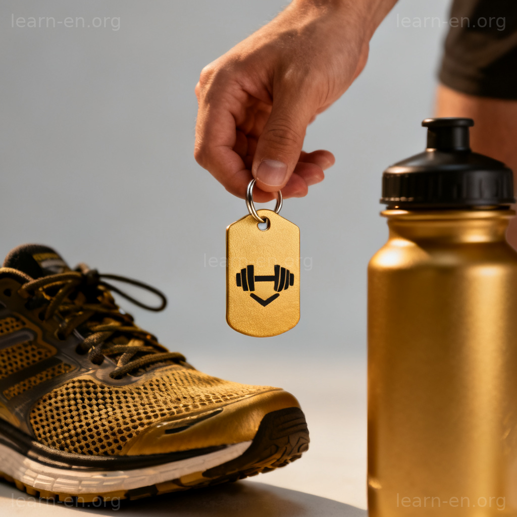Gym Membership 图解：手持健身房钥匙卡与运动装备的场景