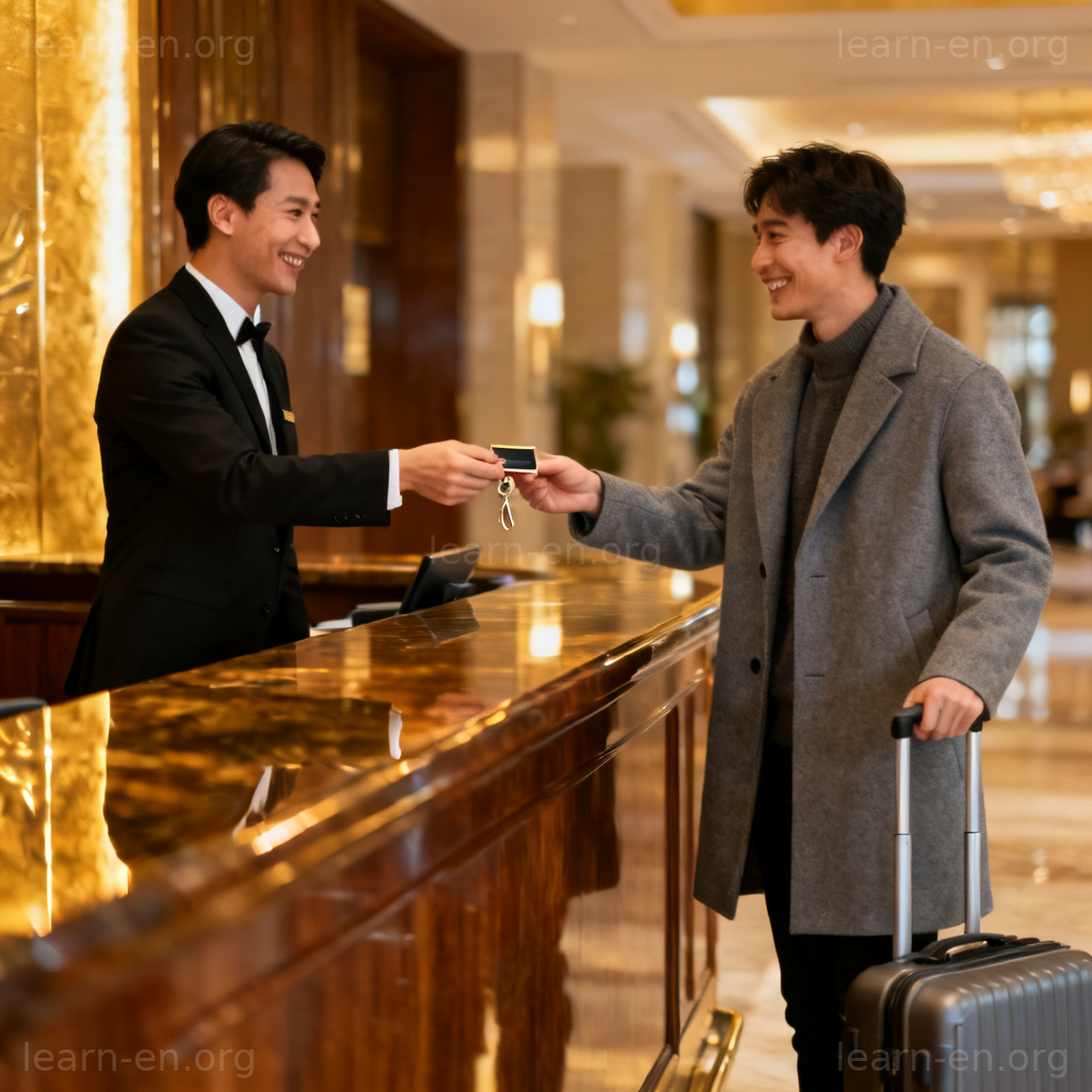 Hotel Receptionist 酒店前台接待员为旅客办理入住场景图解