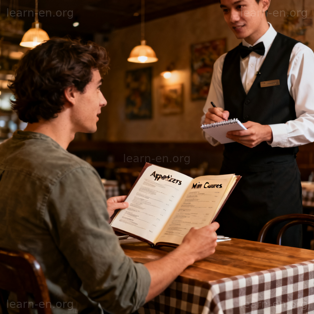 I'd like to order 图解：顾客在餐厅礼貌向服务员点餐的场景