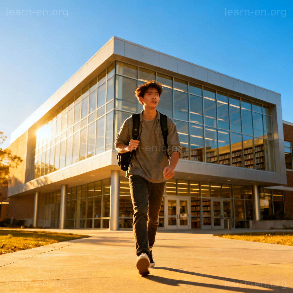 I'm going to the library to study 短语图解：学生前往图书馆学习场景