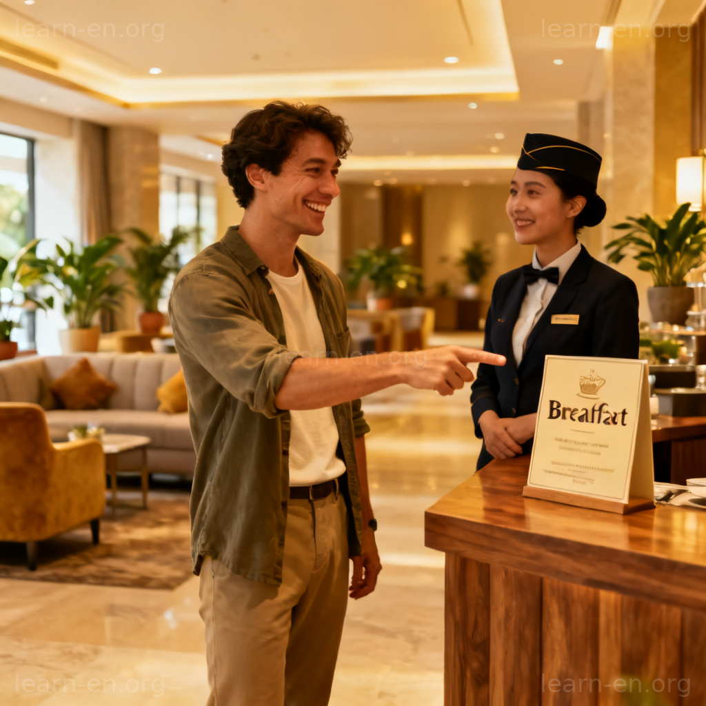 Is breakfast served 酒店询问早餐服务场景图解