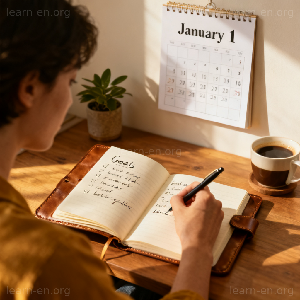 New Year's resolution 图解：新年第一天在日历前写目标计划