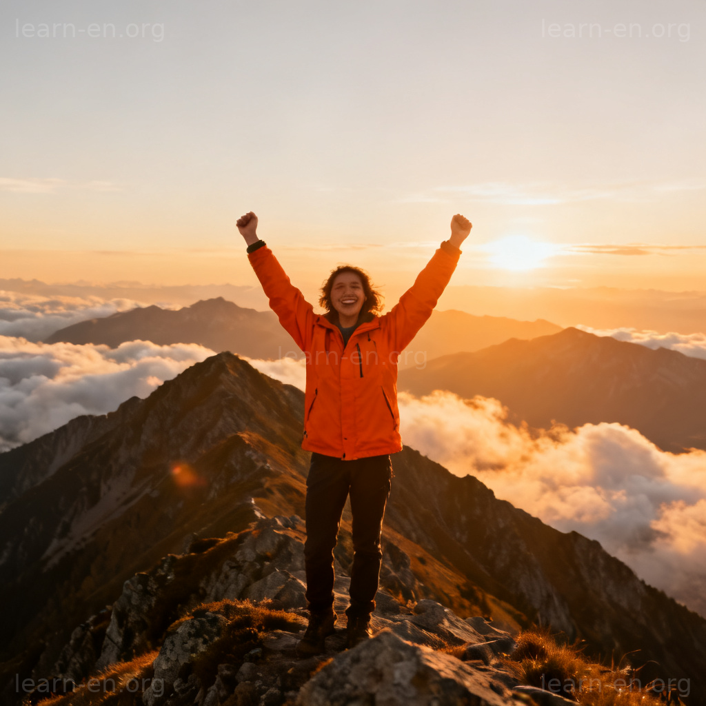 On top of the world 习语图解：山顶日出象征成功与狂喜