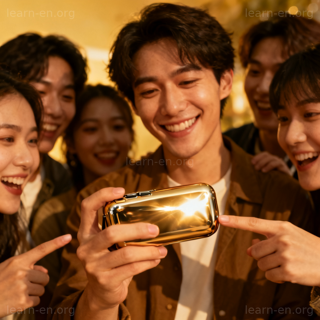 Parade 炫耀含义图解：向朋友展示新物品的得意表情