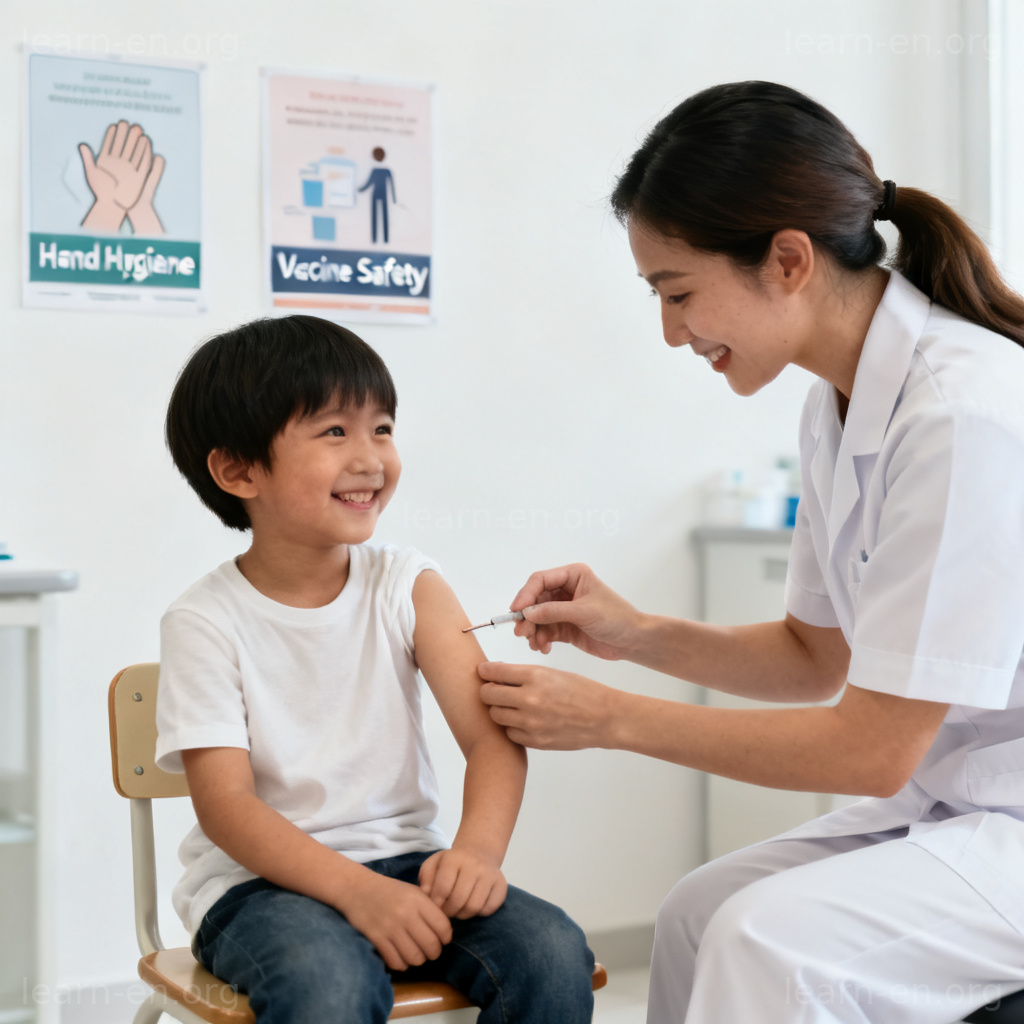 Public Health 公共卫生图解：社区医护人员为儿童接种疫苗