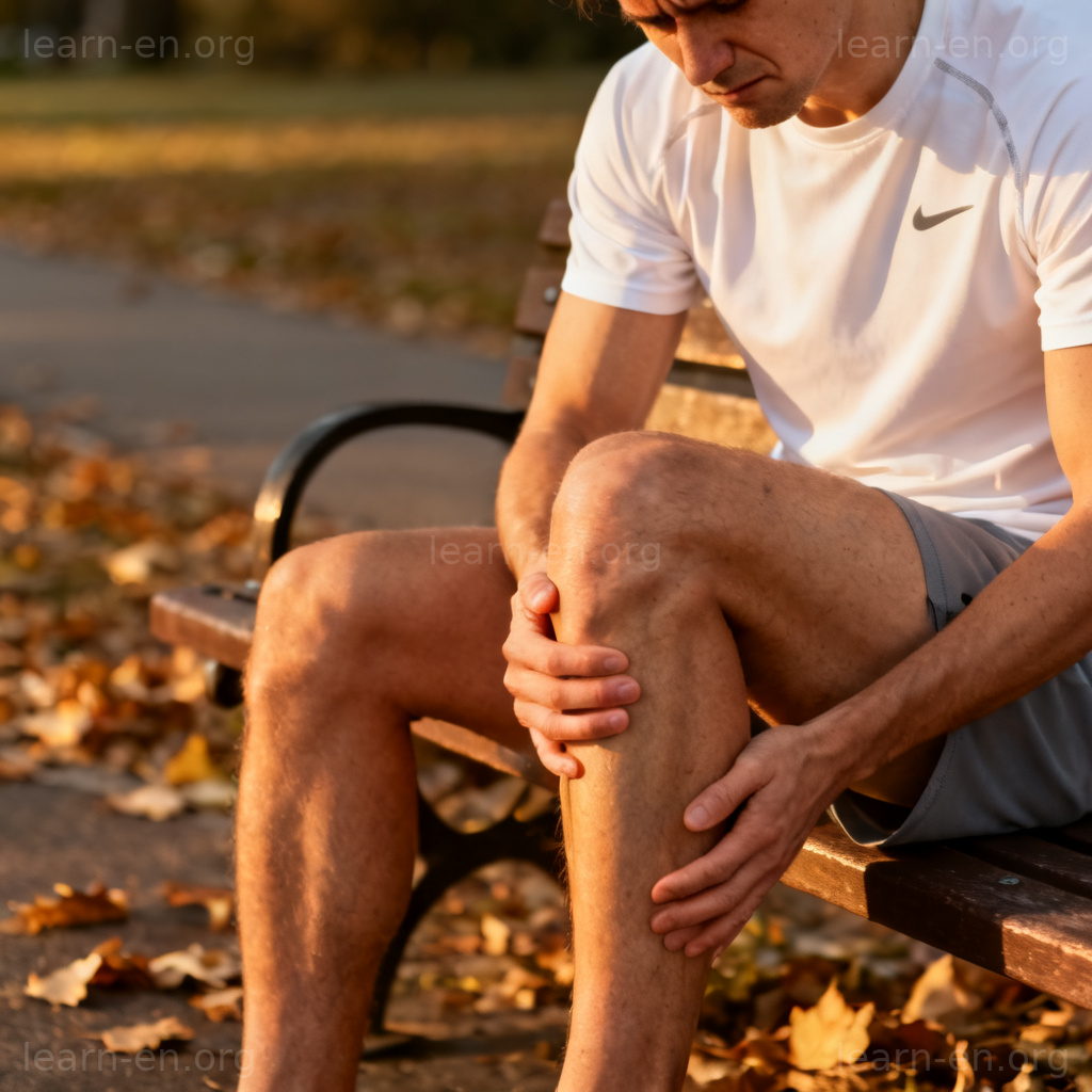 strain my leg 腿部拉伤图解：跑步后手扶小腿肌肉