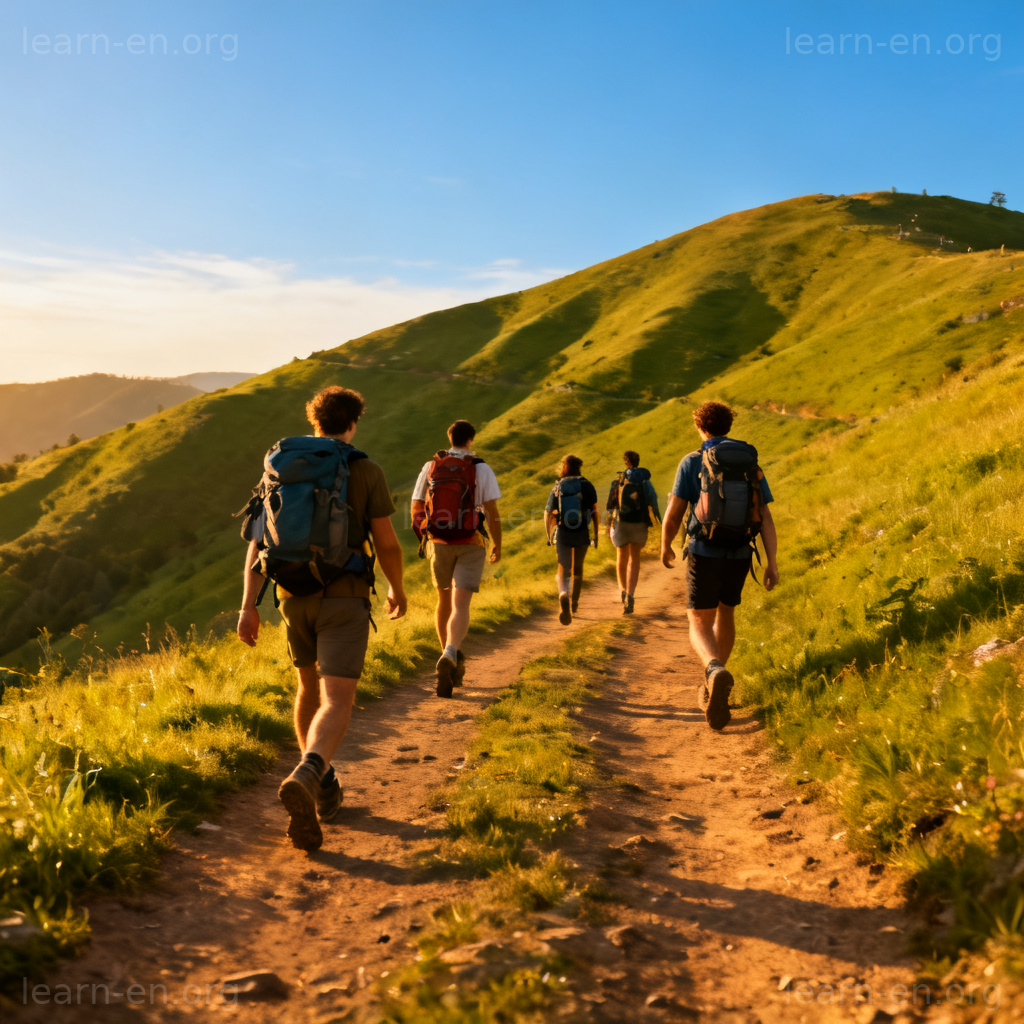 Trekking 徒步旅行场景图解：背包客行走于山间小径