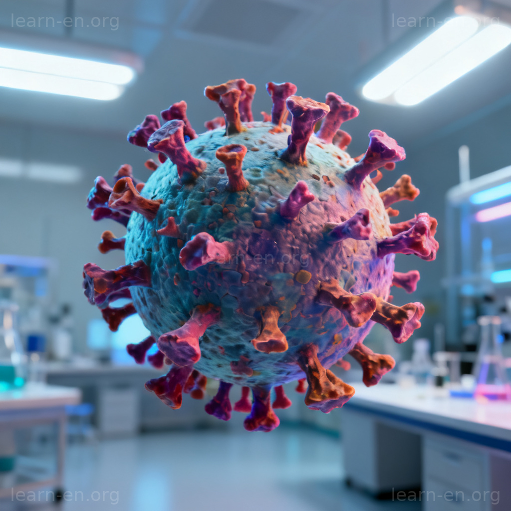 Virus Variant 病毒变种图解：实验室灯光下基因突变的病毒微观视图