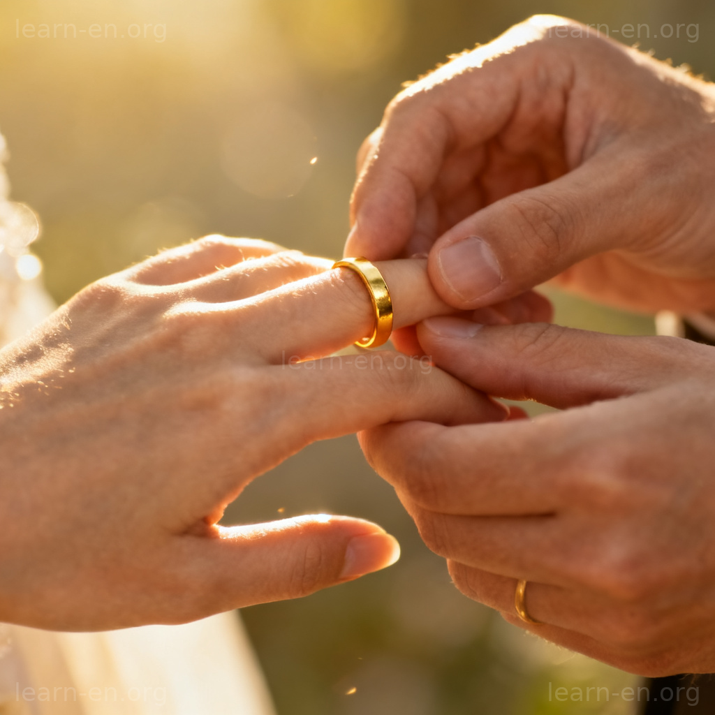 Wedding Ring 图解：婚礼上交换简约金戒指的场景