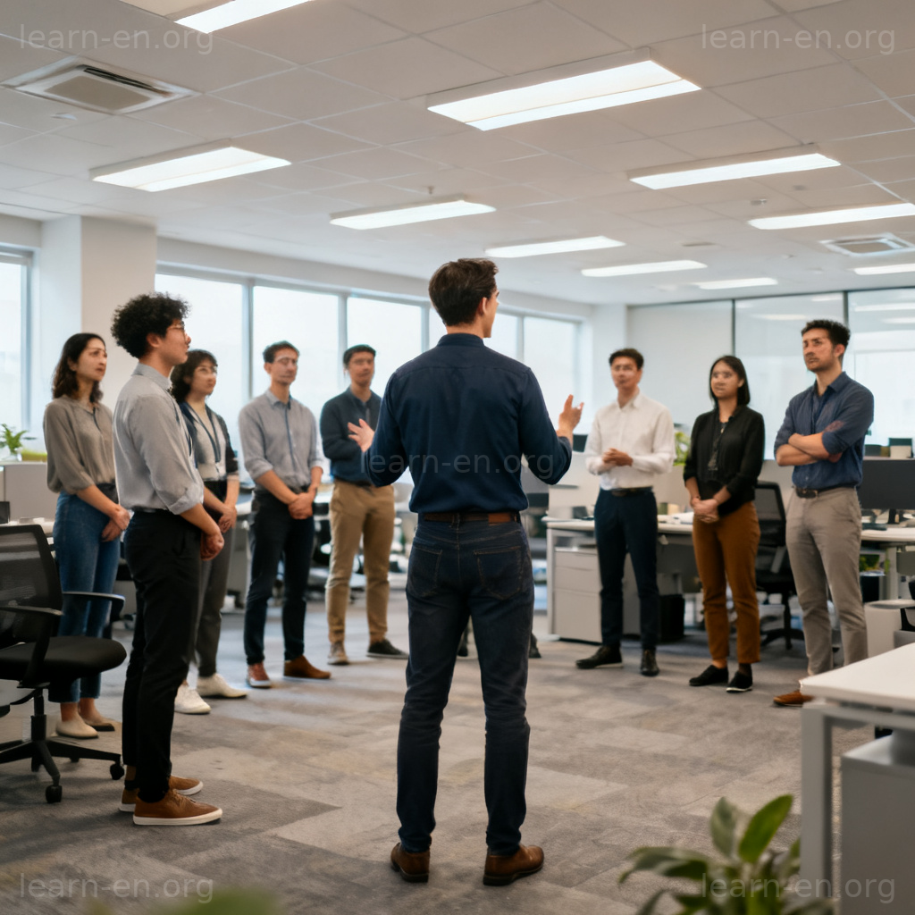 accustomed 含义图解：办公室通常惯例的会议场景
