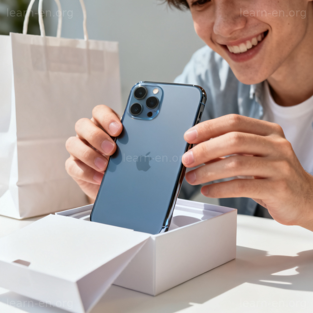 acquire 获得含义图解：展示获得新物品的喜悦场景