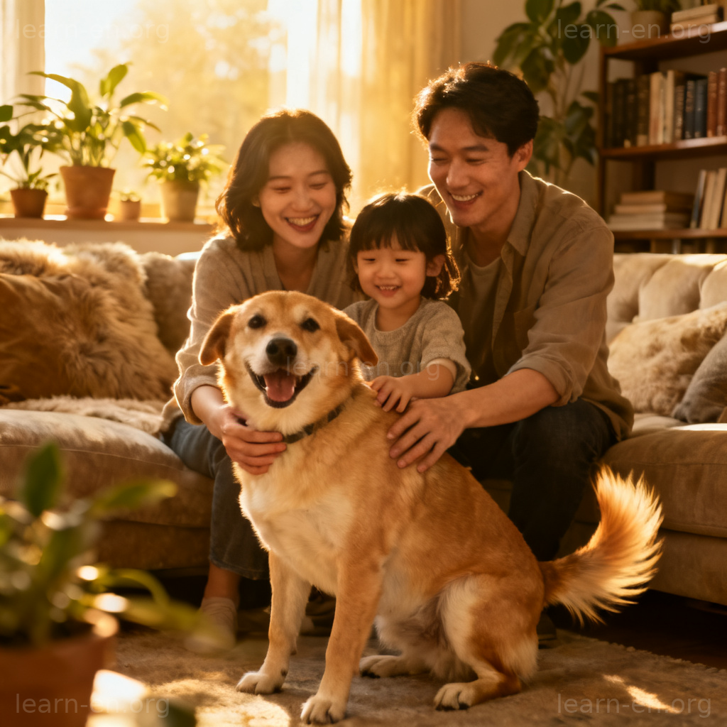 adopt a pet 图解：家庭从收容所领养宠物温馨场景