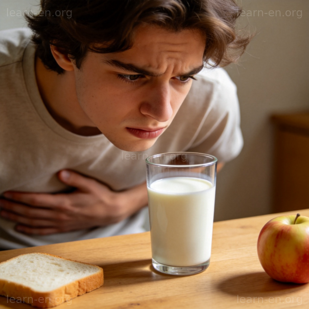 agree 适应含义图解：人物对食物产生不适反应