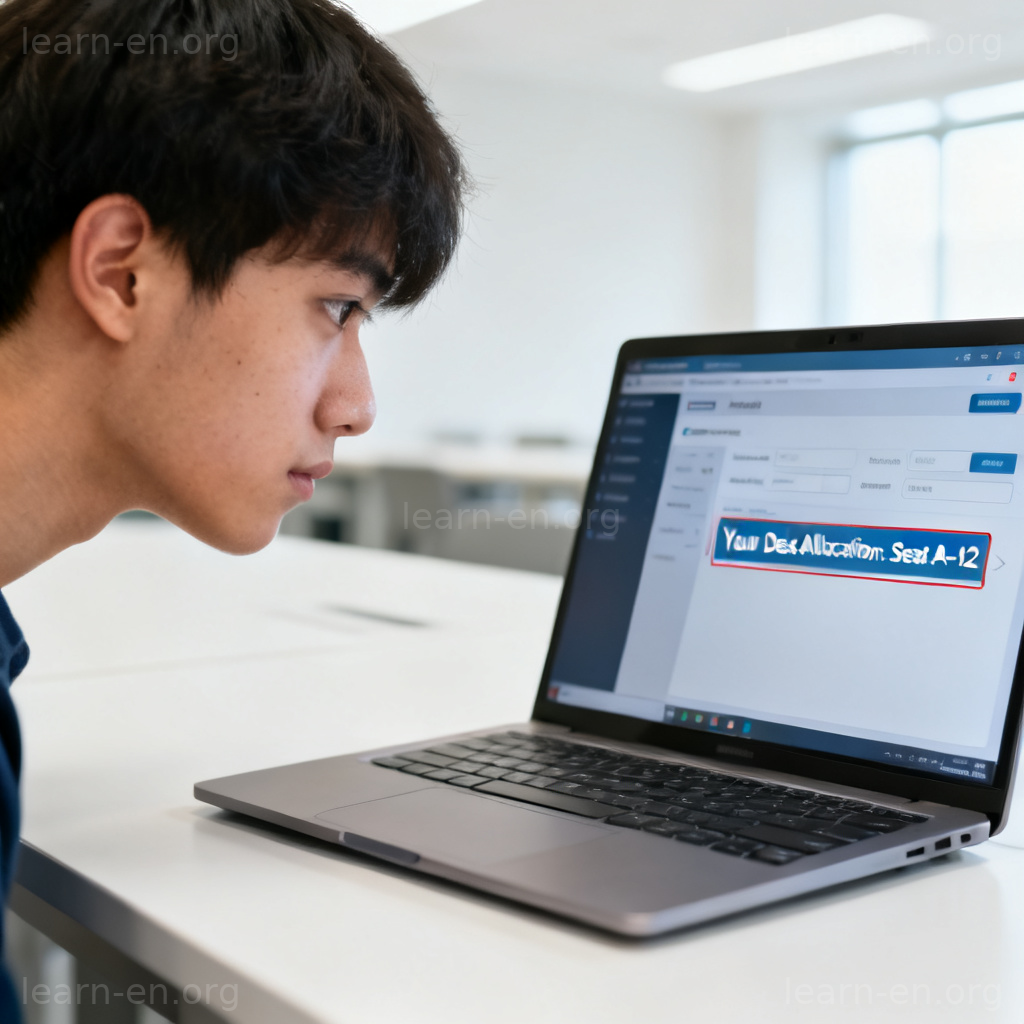 allocation 分配额含义图解：学生查看笔记本电脑上的座位分配信息