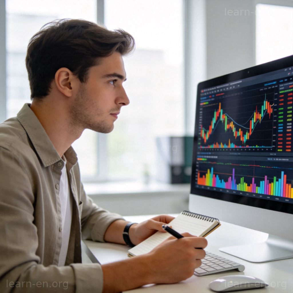 analyst 图解：分析师在办公室查看金融数据图表