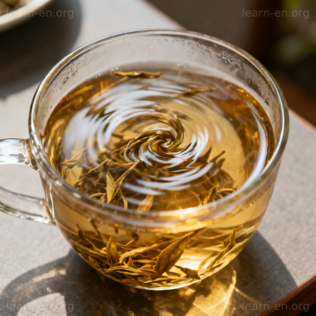 apparent 含义图解：茶杯表面平静，水下茶叶翻腾，表示表面现象