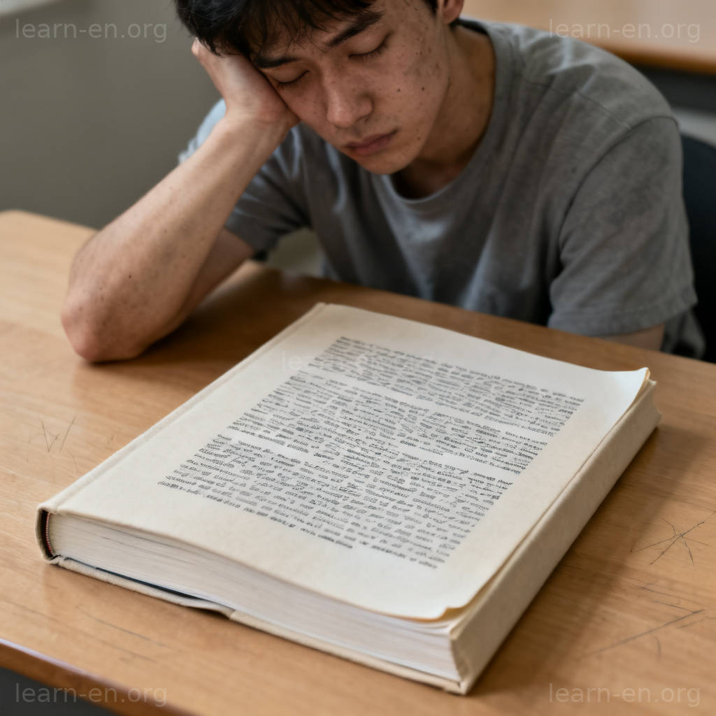 aridity 枯燥含义图解：人物面对枯燥文件的无聊表情