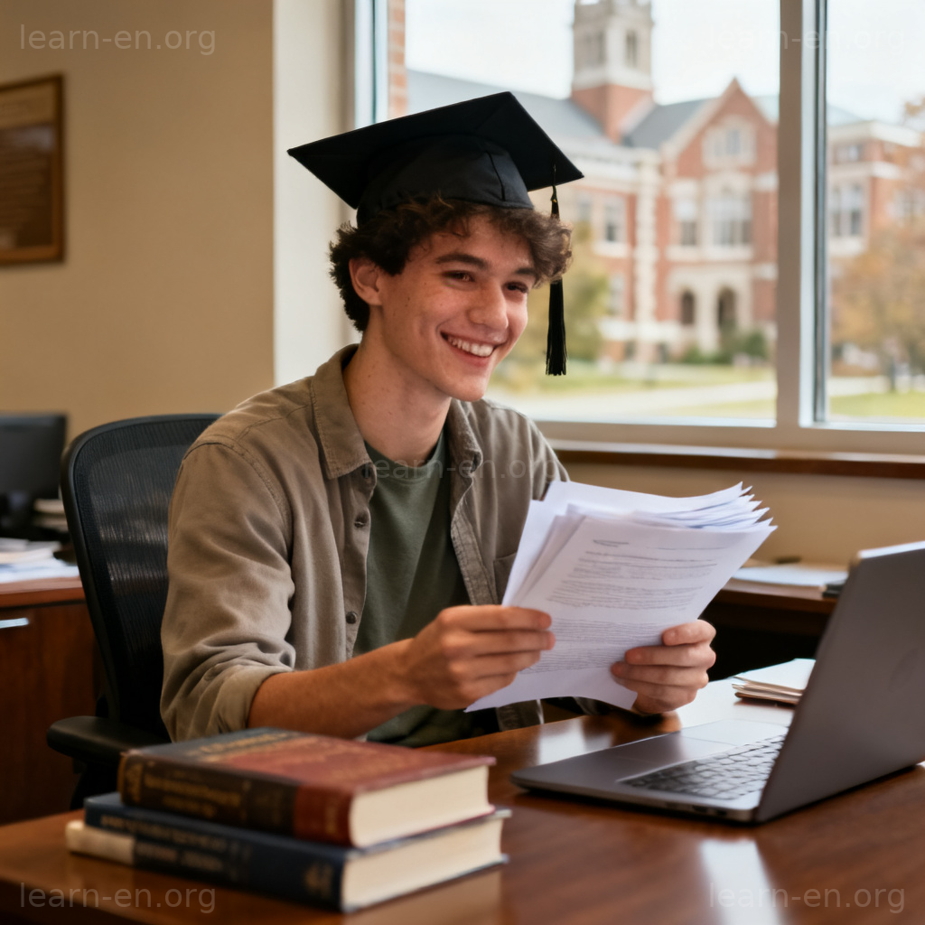 assistantship 图解：研究生在大学办公室处理文件的助理工作场景