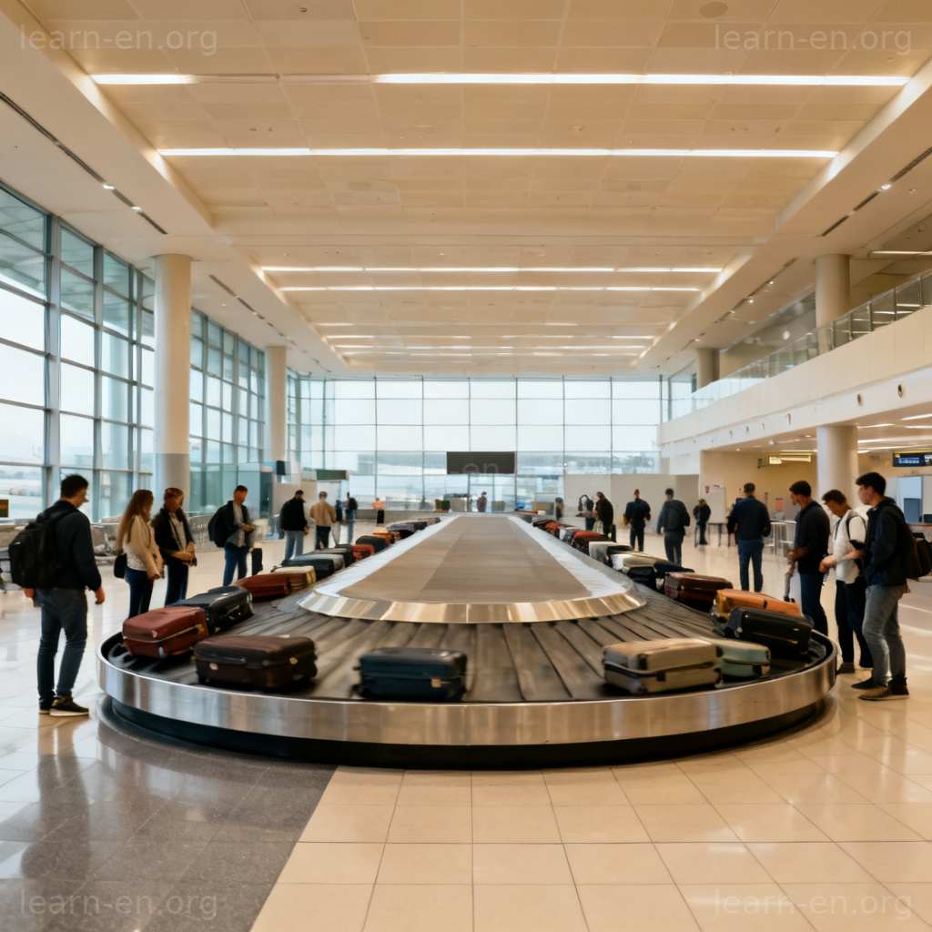 Baggage Claim Area 图解：机场行李传送带与旅客领取行李场景