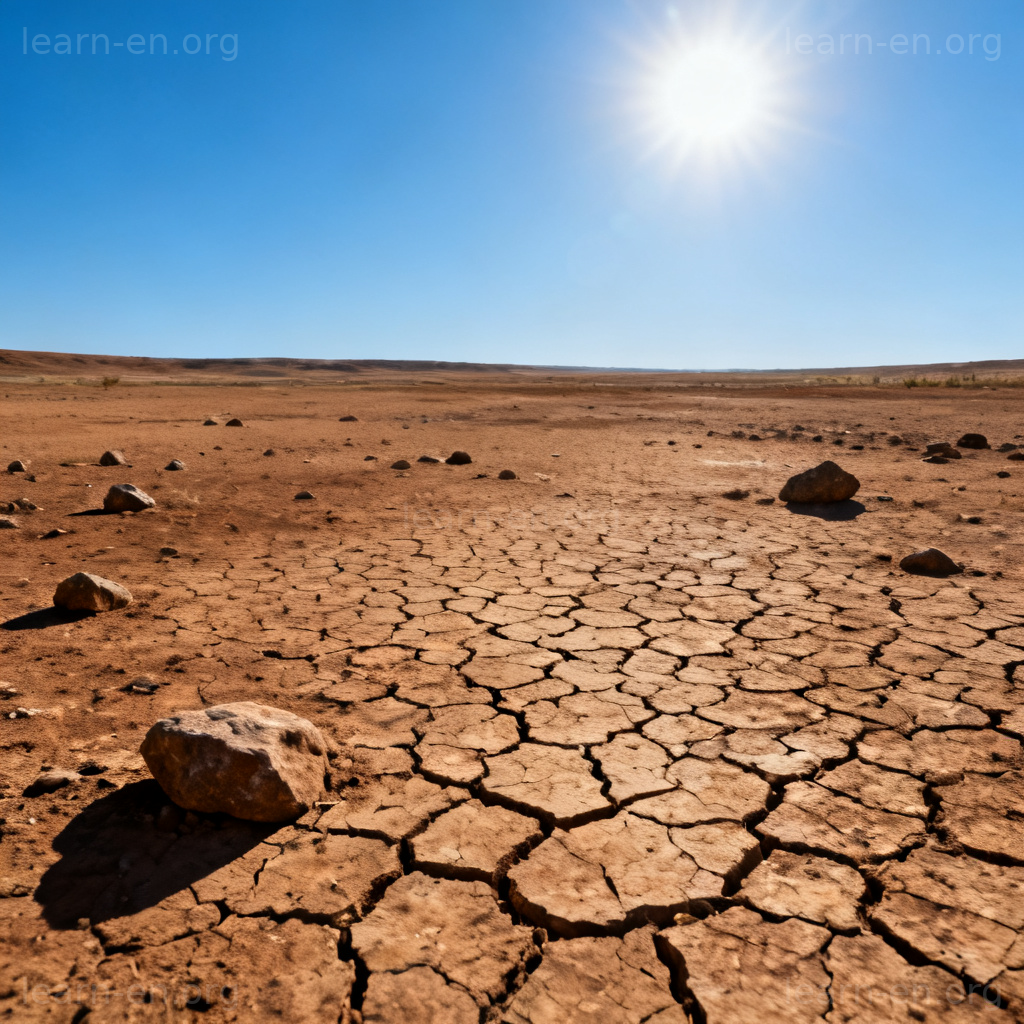 barren 贫瘠含义图解：干旱开裂的荒地场景