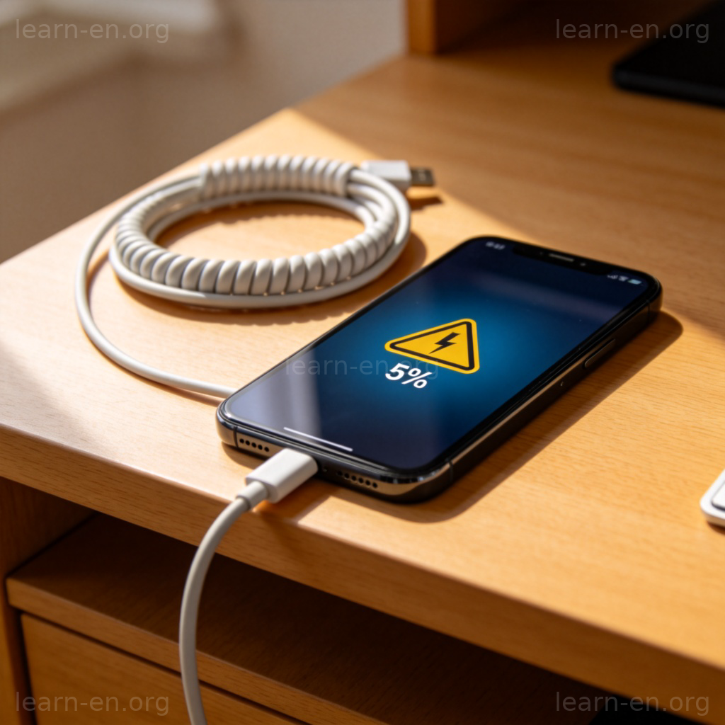 Battery Life 图解：手机低电量提示与充电线场景