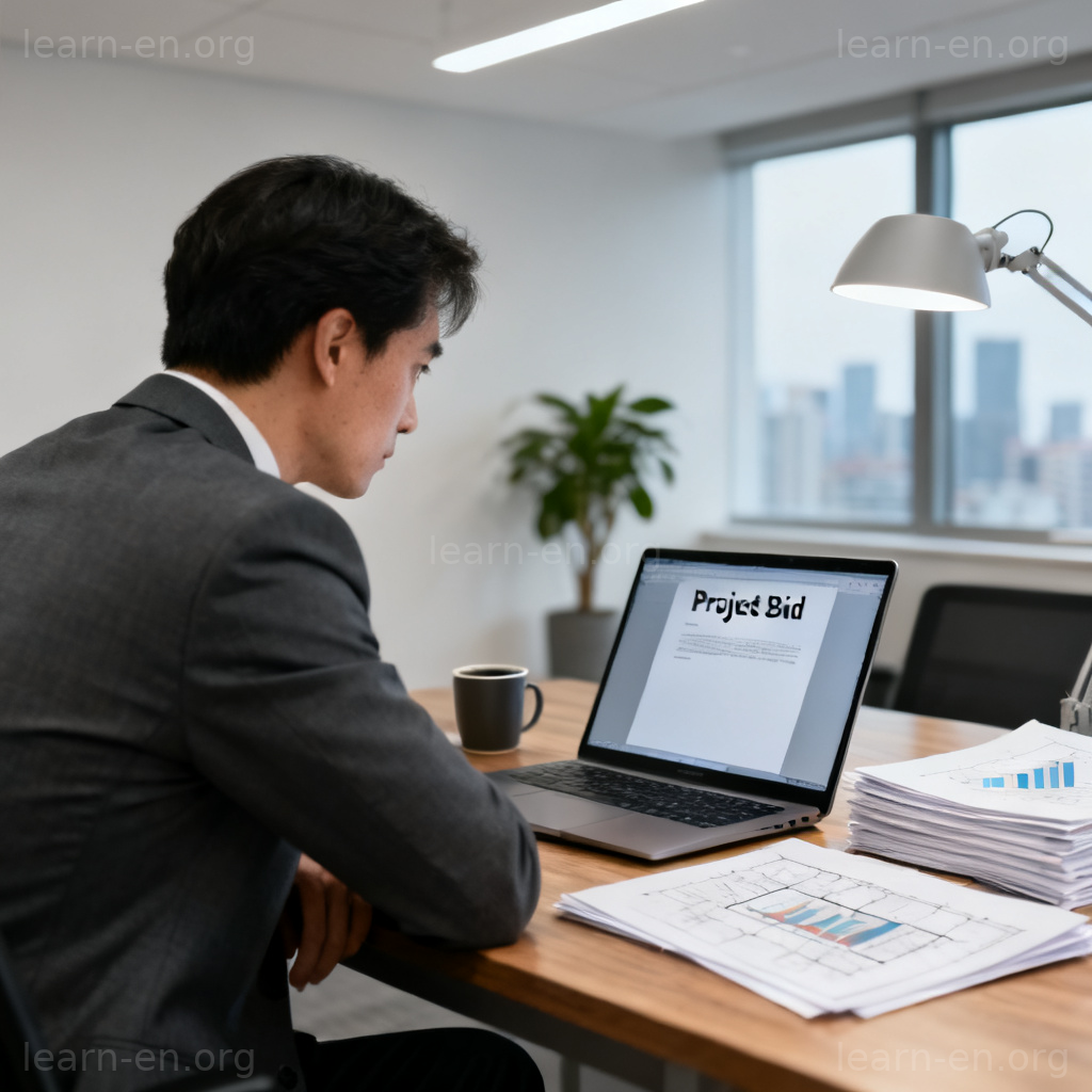 bid 投标场景图解：商务人士审阅投标文件