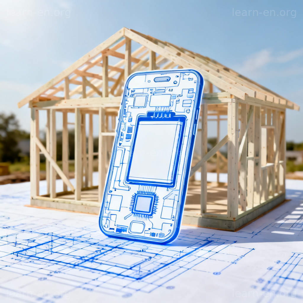 blueprint 详细计划图解：智能手机蓝图与房屋框架