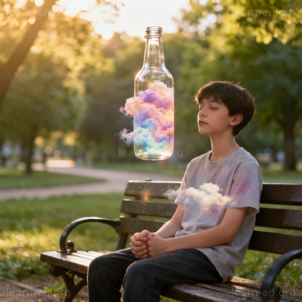 Bottle up emotions 图解：独自压抑情绪的人物与胸口翻腾的瓶子