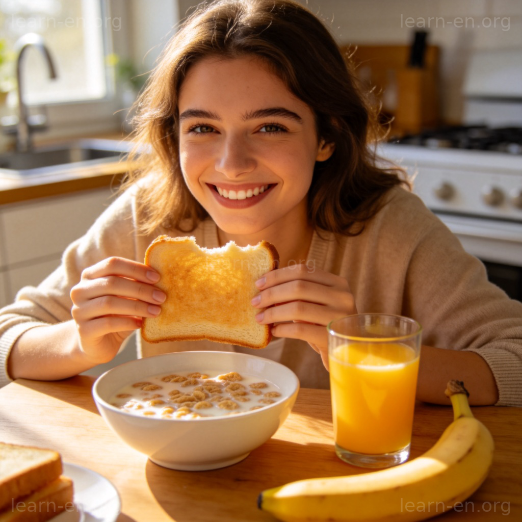 breakfast 早餐图解：现代厨房中的阳光早餐场景