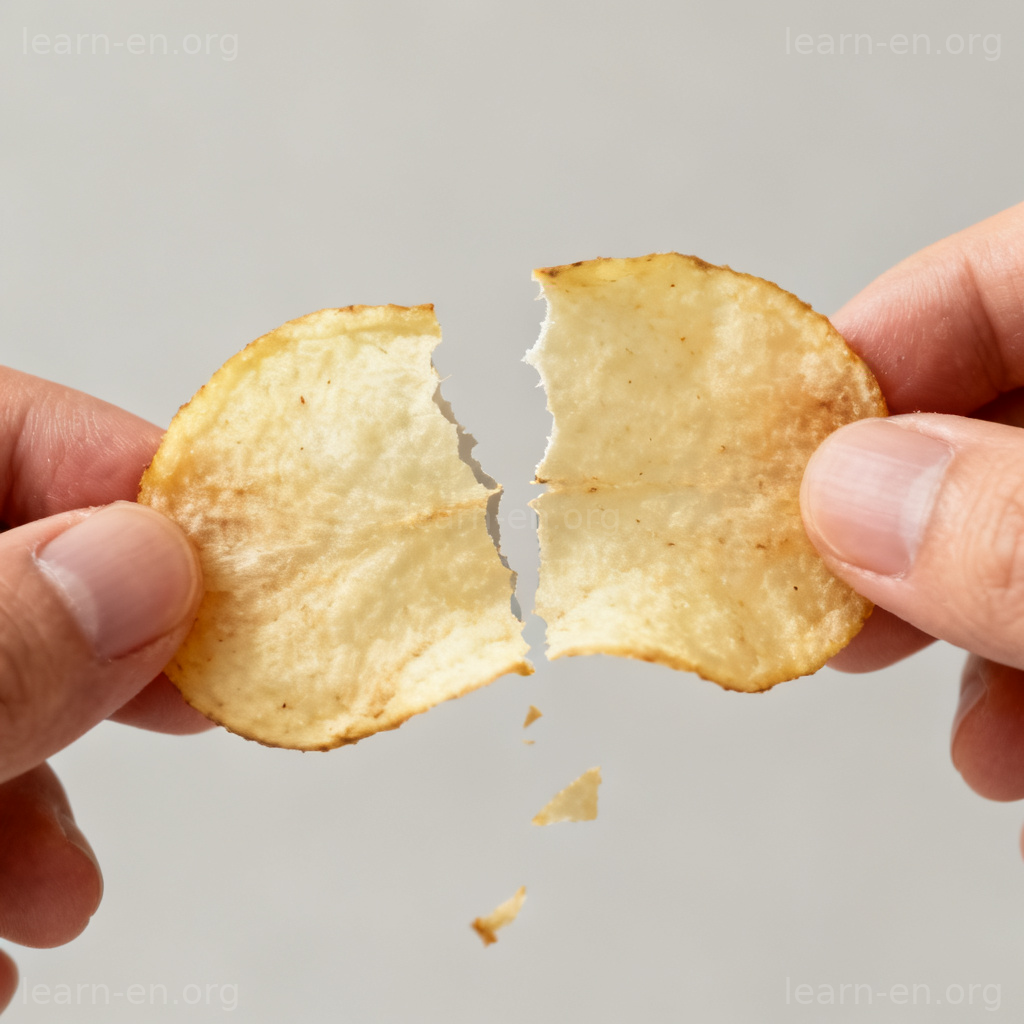brittle 易碎含义图解：断裂的薯片展示脆性