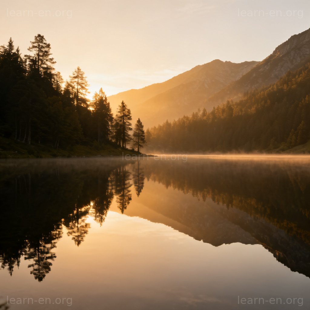 calm 含义图解：平静如镜的湖面场景