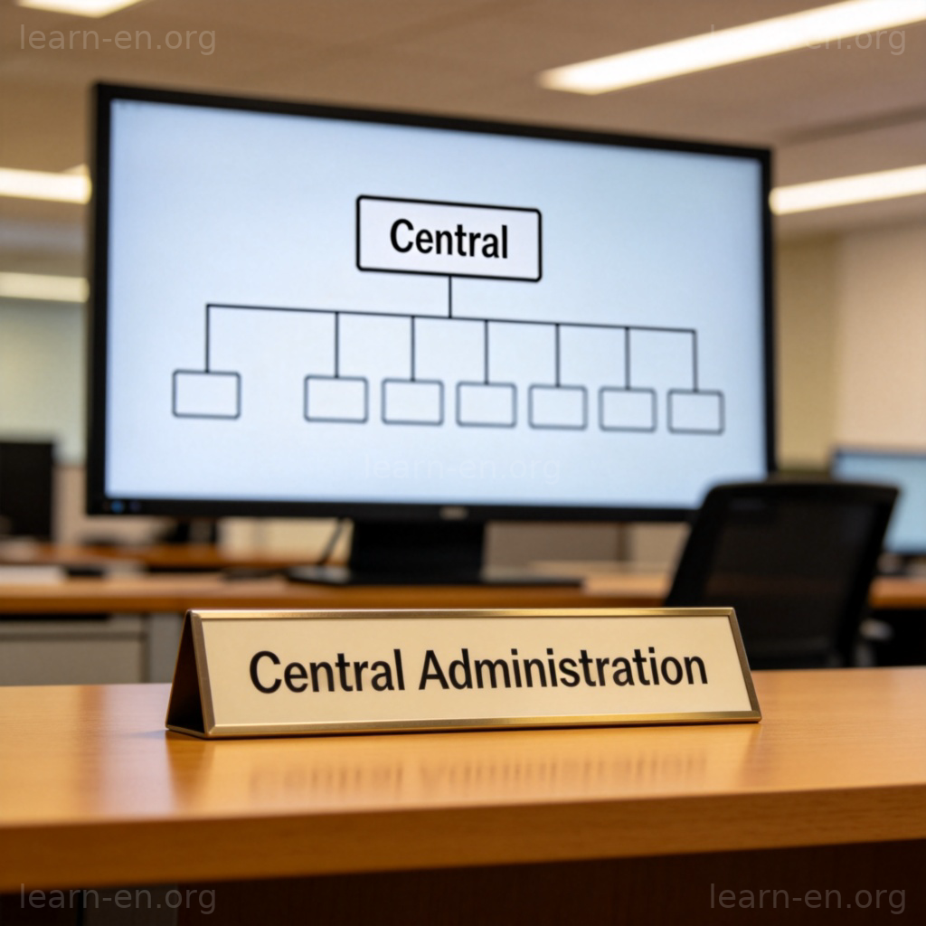 central 中央管理含义图解：办公室中央行政部门的场景