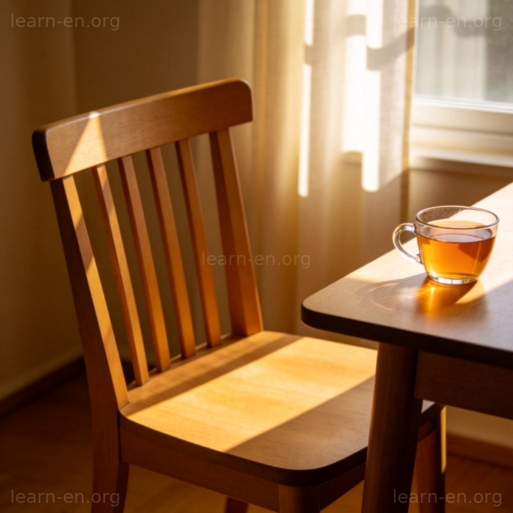 chair 椅子图解：木质餐椅与茶杯的日常场景
