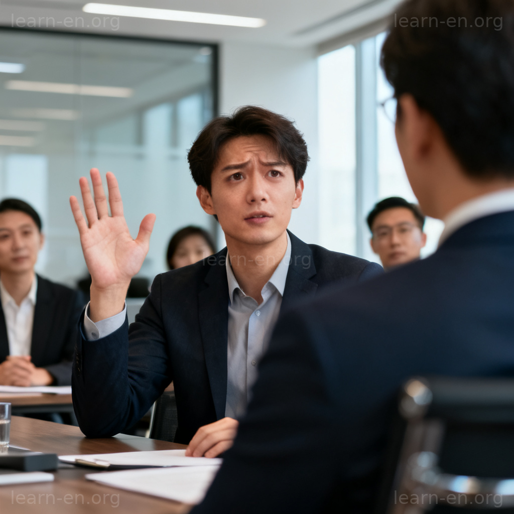 challenge 质疑含义图解：商务会议中举手提问