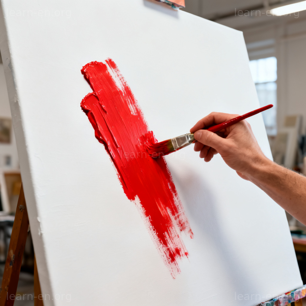 characteristic 典型图解：画家创作标志性红色笔触瞬间