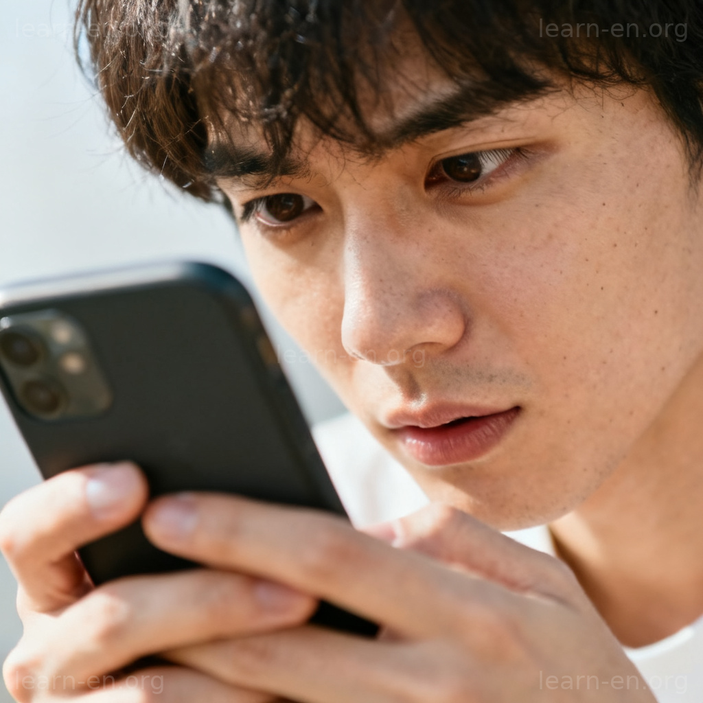 check检查含义图解：专注检查手机屏幕的人