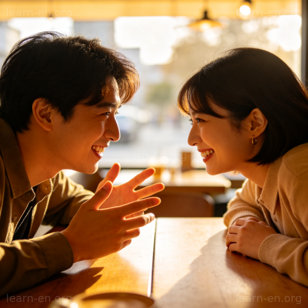 communication 交流含义图解：两人在咖啡馆专注对话