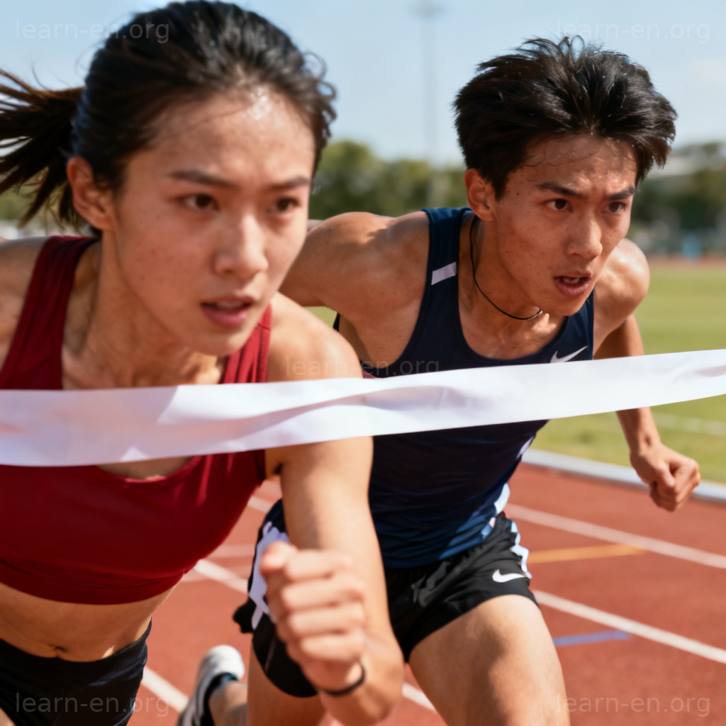 competition 比赛场景图解：两名运动员冲刺终点线
